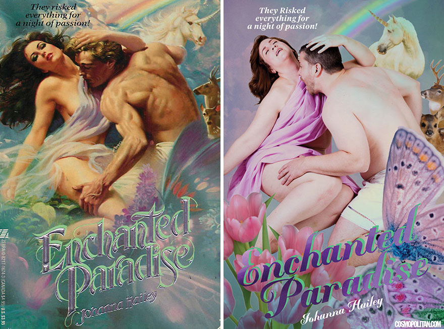 Enchanted Paradise romance novel recreated hilariously by normal couple