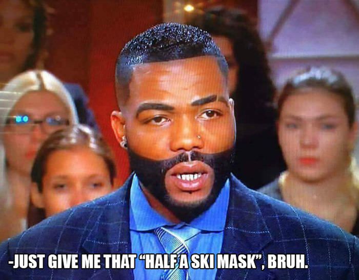 worst haircuts - Just Give Me That Halfaski Mask", Bruh.
