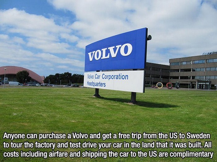 grass - Volvo Volvo Car Corporation Headquarters Anyone can purchase a Volvo and get a free trip from the Us to Sweden to tour the factory and test drive your car in the land that it was built. All costs including airfare and shipping the car to the Us ar