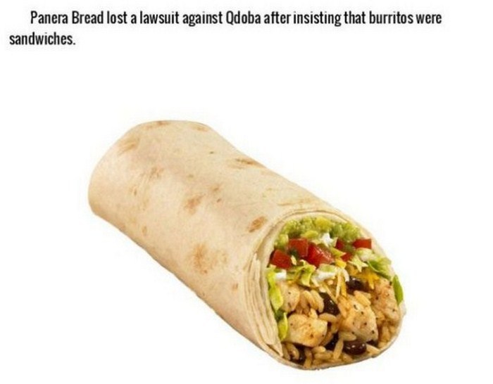 chicken burrito supreme taco bell - Panera Bread lost a lawsuit against Qdoba after insisting that burritos were sandwiches.