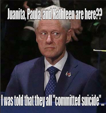 Juanita, Paula, Kathleen are all victims of Bill Clinton's creepy advances and sexual assaults.  They came forward even though they were "allegedly" threatened when doing so.  Normally, enemies of the Clinton's end up dead in peculiar circumstances; with many odd "suicides" reported...