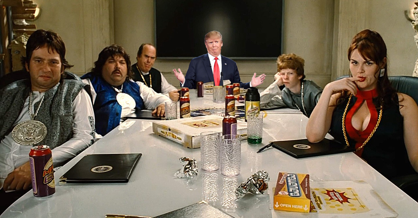 Trump discussing important issues with him new White House Staff.