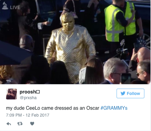 cee lo gold meme - Live proosho y my dude CeeLo came dressed as an Oscar