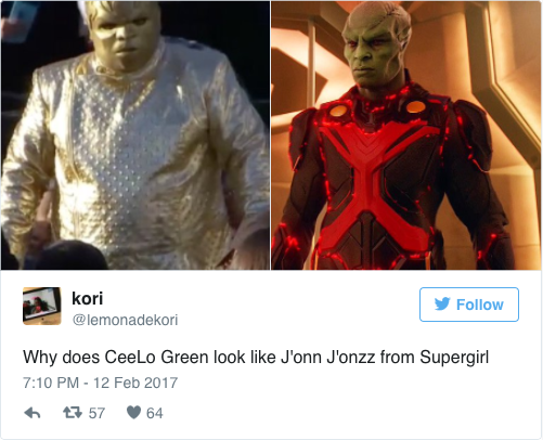 photo caption - korin Why does CeeLo Green look J'onn J'onzz from Supergirl 47 57 64