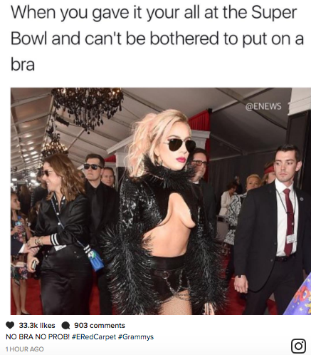 2017 grammy lady gaga - When you gave it your all at the Super Bowl and can't be bothered to put on a bra 903 No Bra No Prob! Carpet 1 Hour Ago