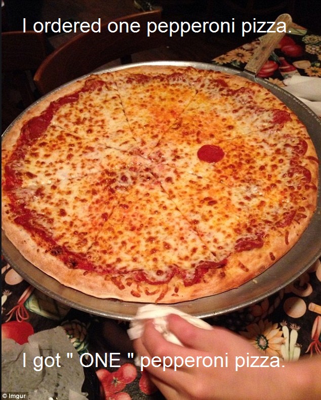 Be Careful when you order pepperoni pizza !

I ordered one pepperoni pizza , look what i got!