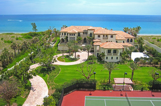 Considered by many to be the greatest beach home of all time this mansion located in Manapalan, Florida comes with a 6,000 sq ft master bedroom, a shark tank, and a go cart track.

Pricetag: $135 million