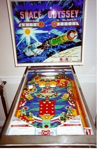 Space Odyssey (1976)
Space Odyssey is an electro-mechanical pinball machine that supports 1-2 players. Cool artwork, taken from NASA, is featured on the cabinet sides and backbox. The playfield has a simple layout and color scheme.