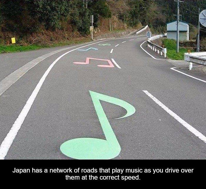 music road in japan - Japan has a network of roads that play music as you drive over them at the correct speed.