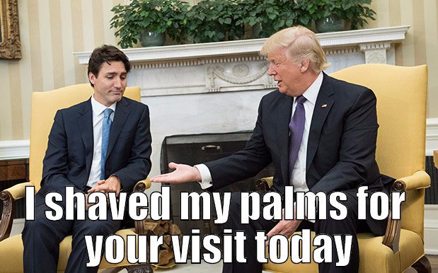 Shaved palms and a little cocoa butter for Trudeau