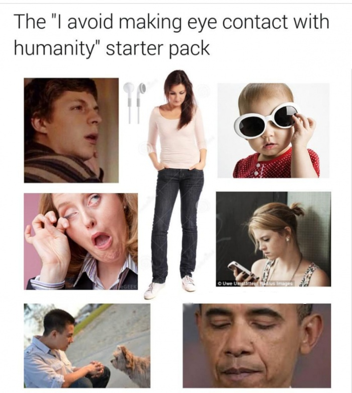memes - collage - The "I avoid making eye contact with humanity" starter pack