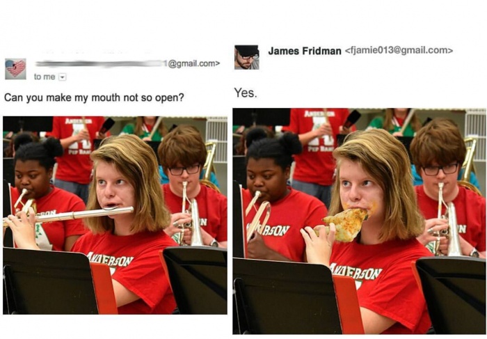 memes - team - James Fridman  1.com> to me Can you make my mouth not so open? Yes. Rson Derson Derson