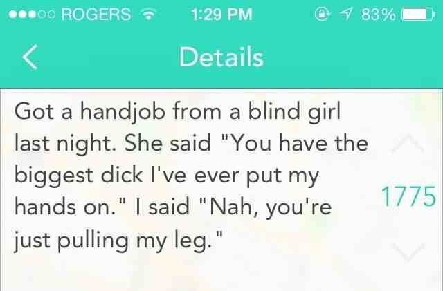 Screengrab image of a joke about a guy who went on a date with a blind girl.