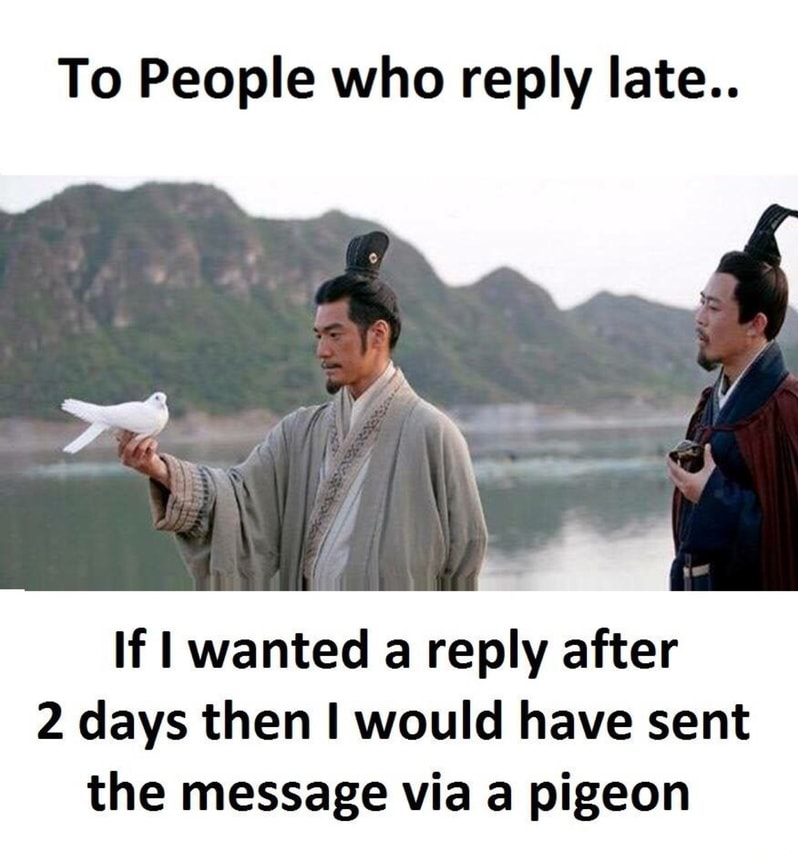 people who reply late memes - To People who late.. If I wanted a after 2 days then I would have sent the message via a pigeon