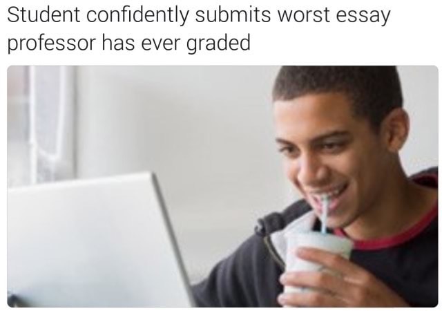 student meme essay - Student confidently submits worst essay professor has ever graded