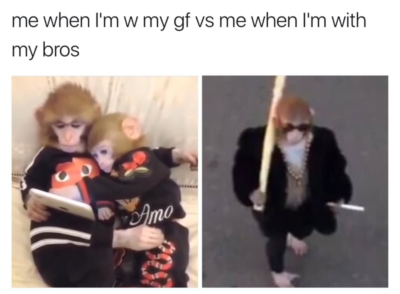 memes - Jin - me when I'm w my gf vs me when I'm with my bros Amo