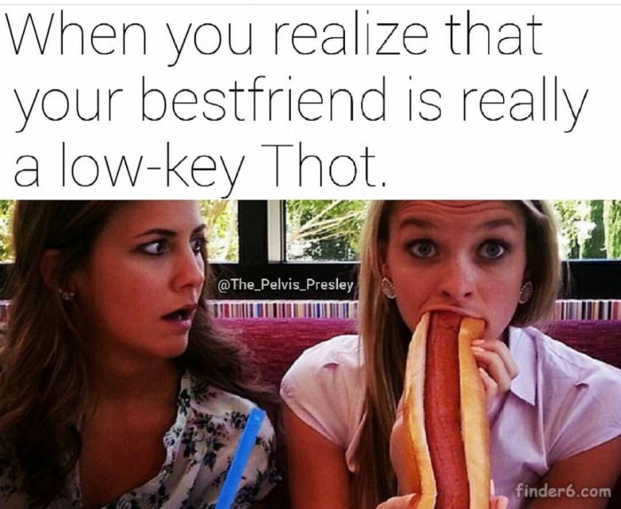 woman eating hotdog - When you realize that your bestfriend is really a lowkey Thot. Presley finder6.com