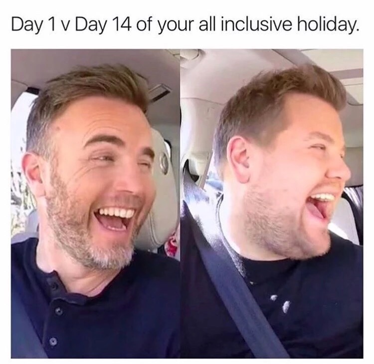 day 1 vs day 14 of your all inclusive holiday - Day 1 v Day 14 of your all inclusive holiday.