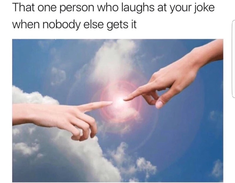 one person that laughs at your joke meme - That one person who laughs at your joke when nobody else gets it