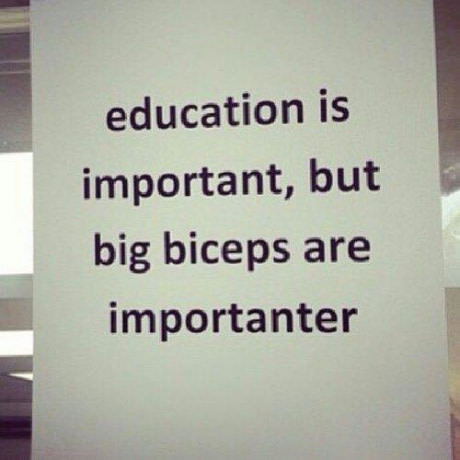 education funny - education is important, but big biceps are importanter