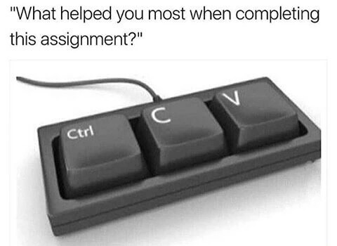 helped you most with this assignment - "What helped you most when completing this assignment?" Ctrl