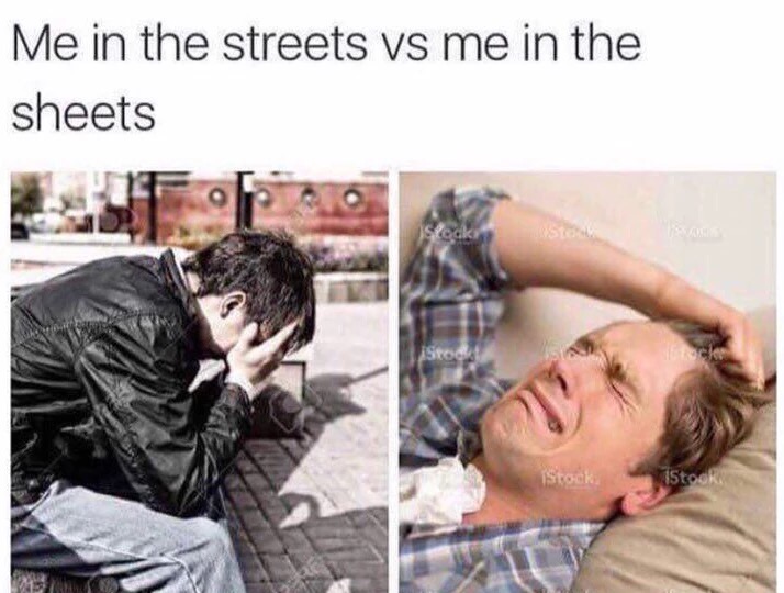 me in the streets vs me - Me in the streets vs me in the sheets Stock i stool
