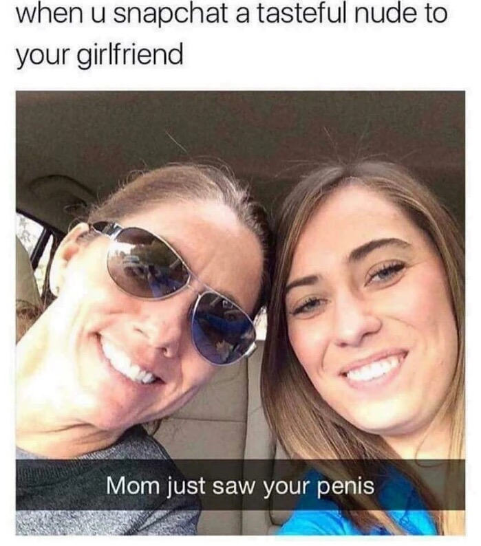 memes - mom just saw your penis - when u snapchat a tasteful nude to your girlfriend Mom just saw your penis