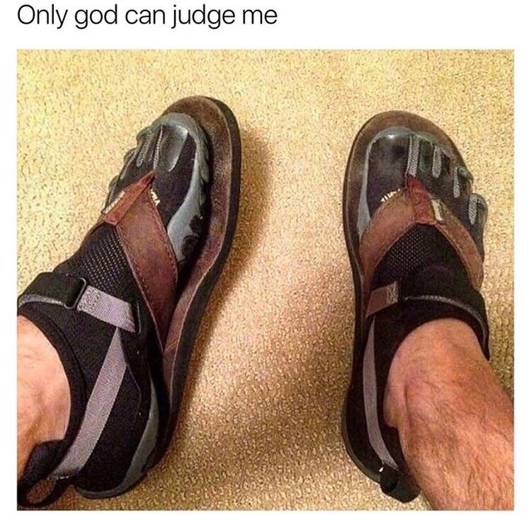 toe shoes flip flops - Only god can judge me
