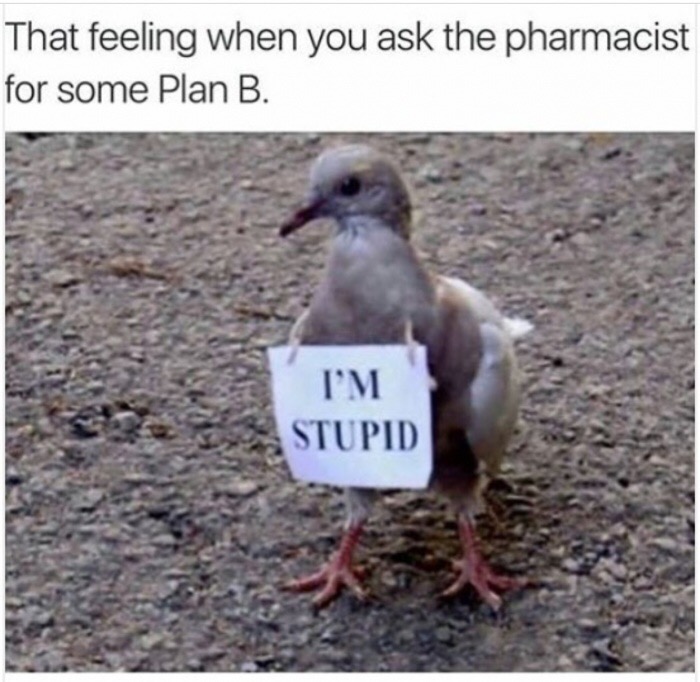 i m stupid meme - That feeling when you ask the pharmacist for some Plan B. I'M Stupid