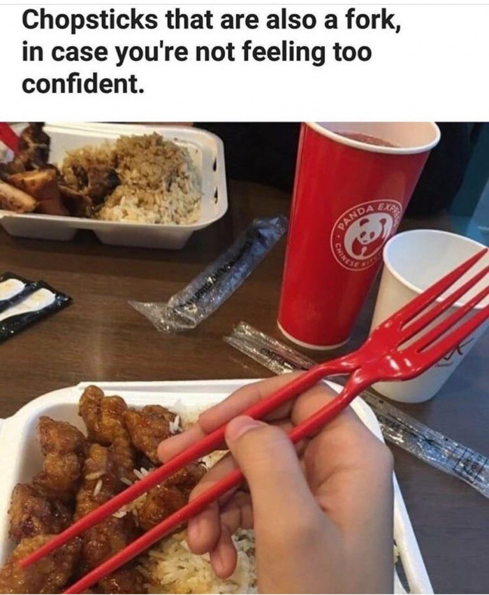 Chopsticks that are also a fork, in case you're not feeling too confident.