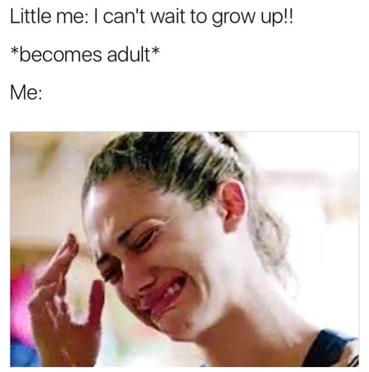 funny growing up memes - Little me I can't wait to grow up!! becomes adult Me