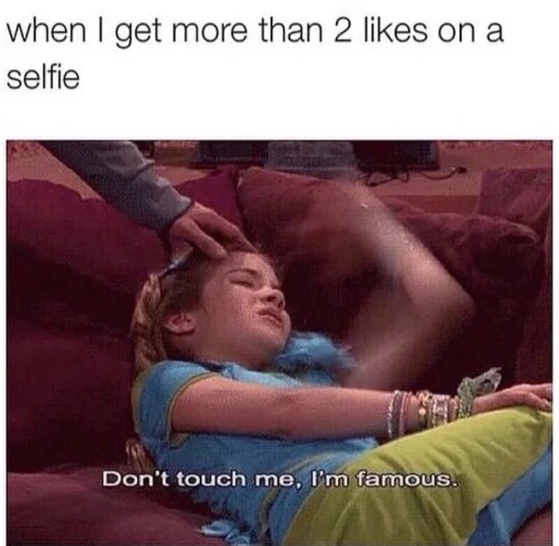 don t touch me im famous - when I get more than 2 on a selfie Don't touch me, I'm famous.