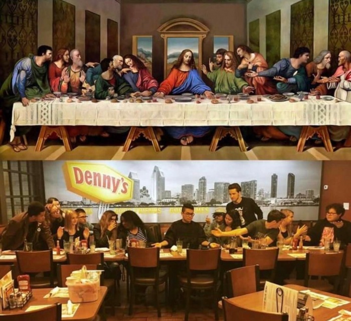 last supper photo recreation - Denny's