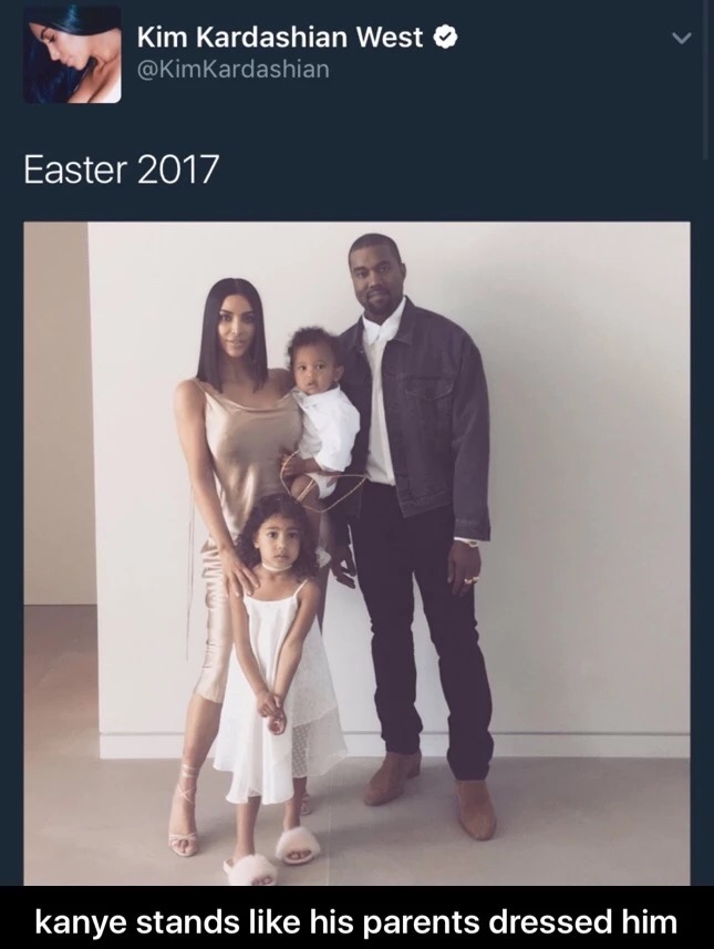 kanye west family - Kim Kardashian West Easter 2017 kanye stands his parents dressed him