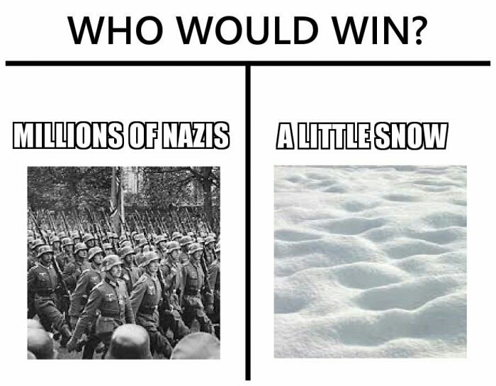savage history memes - Who Would Win? Millions Of Nazis Alittle Snow