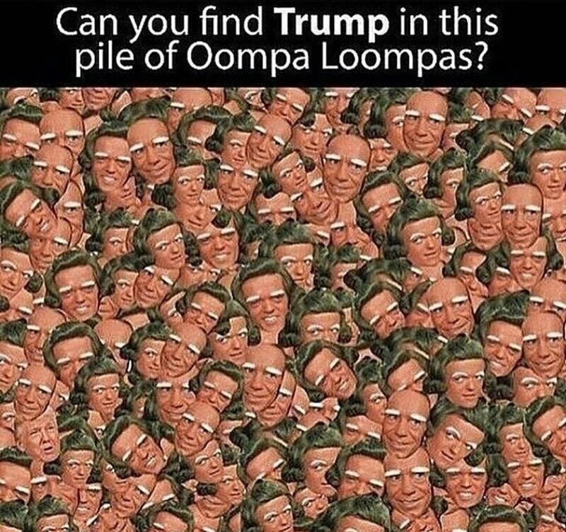 donald trump oompa loompa - Can you find Trump in this pile of Oompa Loompas?