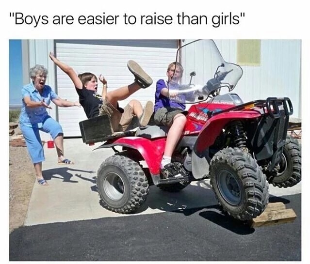 boys are easier to raise than girls - "Boys are easier to raise than girls"