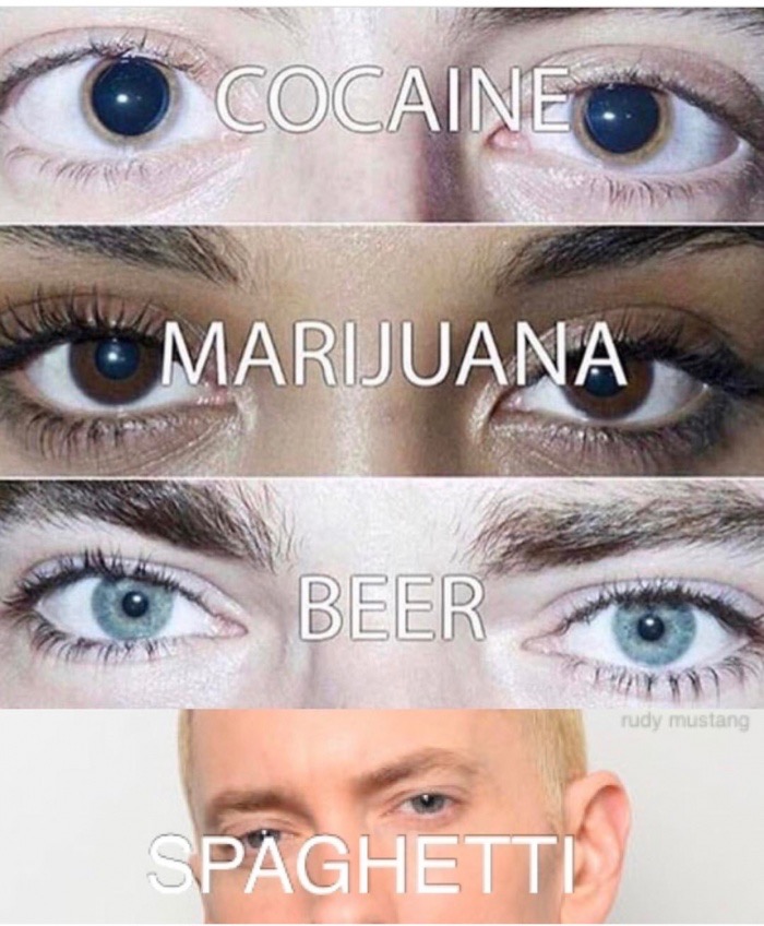 blink motherfucker meme - Cocaine Marijuana Beer rudy mustang Spaghetti