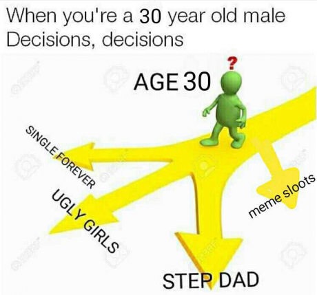 diagram - When you're a 30 year old male Decisions, decisions Age 30 Single Forever Ugly Girls meme sloots Step Dad