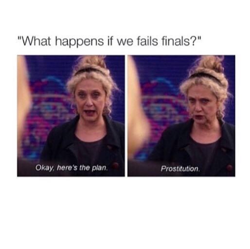 plan prostitution meme - "What happens if we fails finals?" Okay, here's the plan. Prostitution