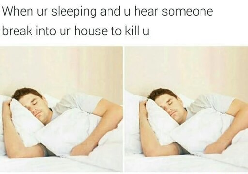 ur sleeping - When ur sleeping and u hear someone break into ur house to kill u