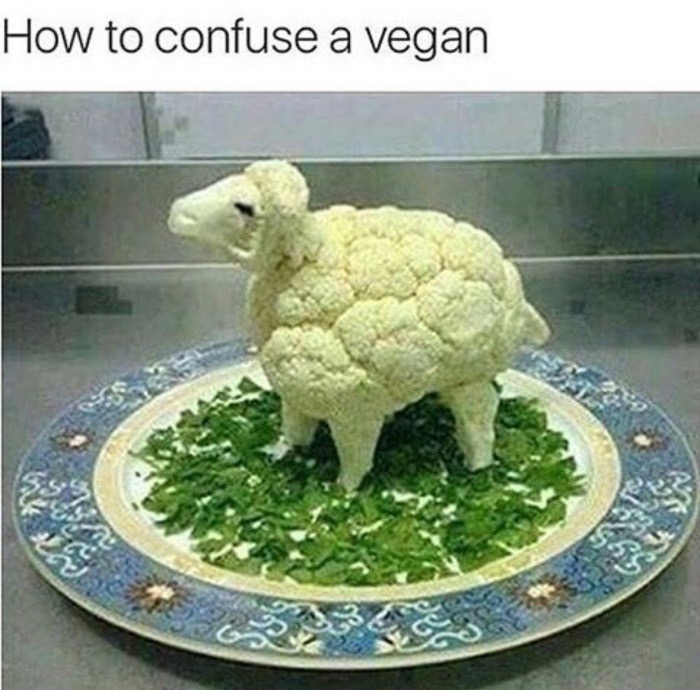memes - cauliflower sheep - How to confuse a vegan