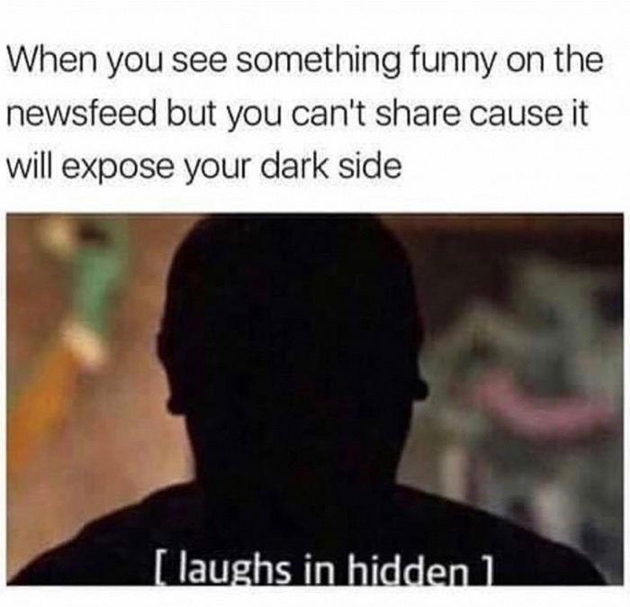 you see something funny - When you see something funny on the newsfeed but you can't cause it will expose your dark side I laughs in hidden 1