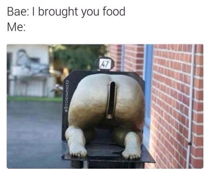 memes - funny mailbox - Bae I brought you food Me & Bitchenweiners