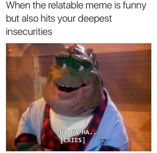 memes - relatable meme is funny - When the relatable meme is funny but also hits your deepest insecurities Ha Ha Ha.. Cries