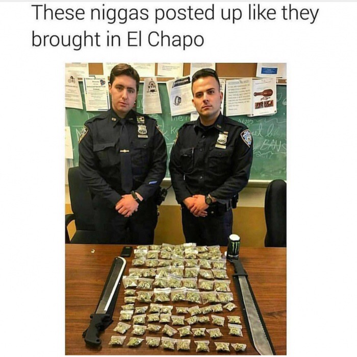 memes - nypd el chapo meme - These niggas posted up they brought in El Chapo nen 31