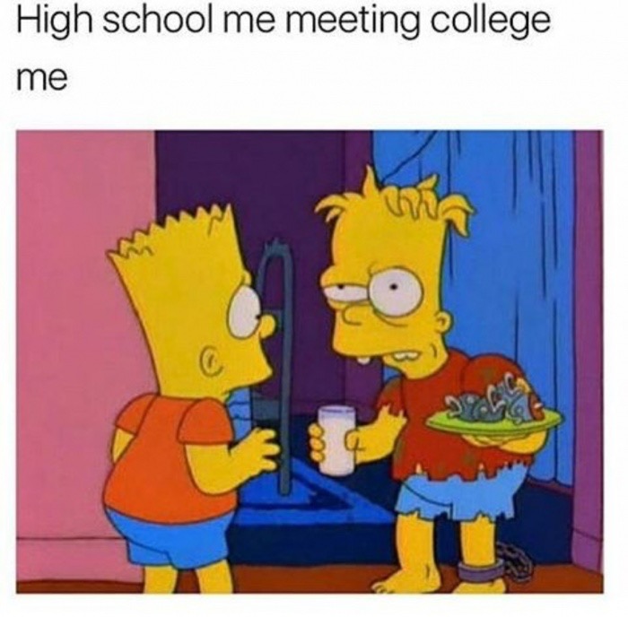 meme stream - high school me vs college me - High school me meeting college me