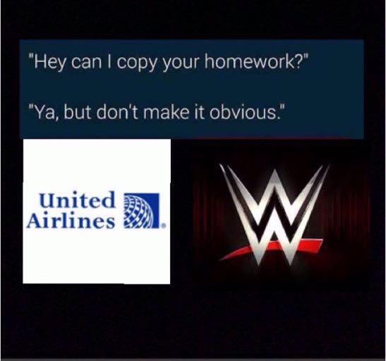 meme stream - multimedia - "Hey can I copy your homework?" "Ya, but don't make it obvious." United Airlines