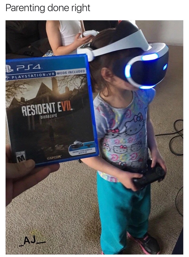 meme stream - resident evil 7 vr kid - Parenting done right BPS4 Playstation Vr Mode Included Resident Evil biohazard