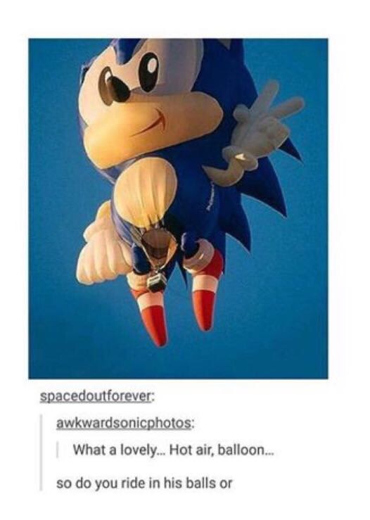 memes - meme sonic cursed - spacedoutforever awkwardsonicphotos What a lovely... Hot air, balloon... so do you ride in his balls or